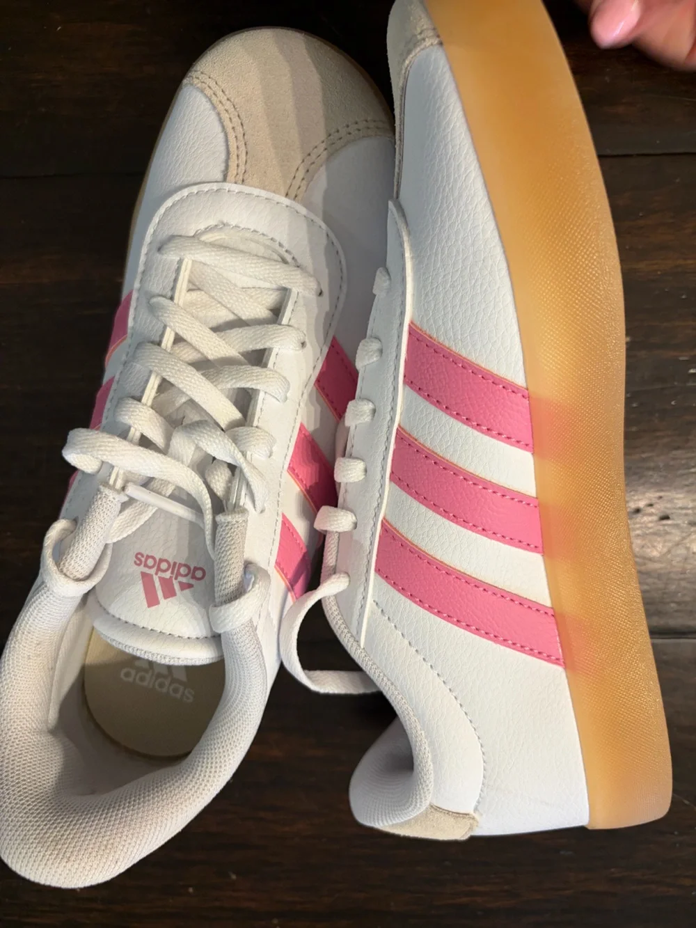 adidas White & Pink Retro VL Court 3.0 Sneakers size 4